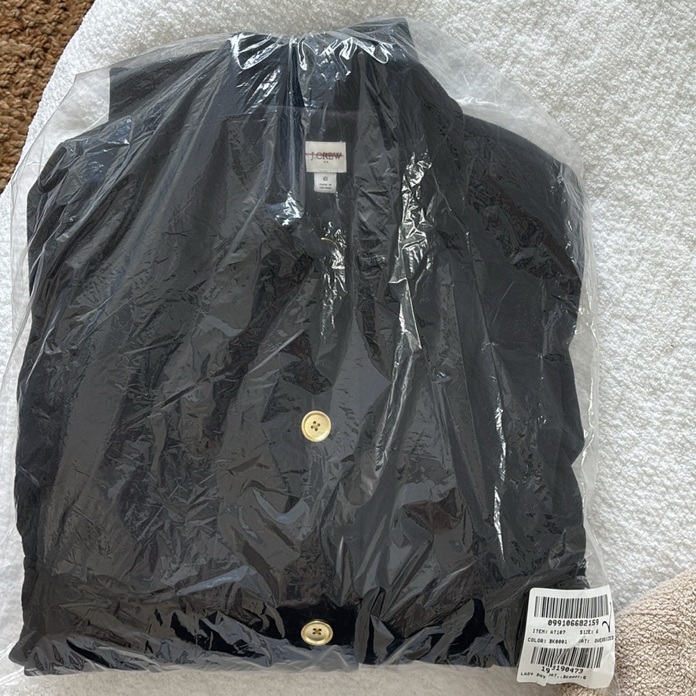 J. Crew Black Wool Blend Pea Coat with Gold Buttons - Picture 7 of 7